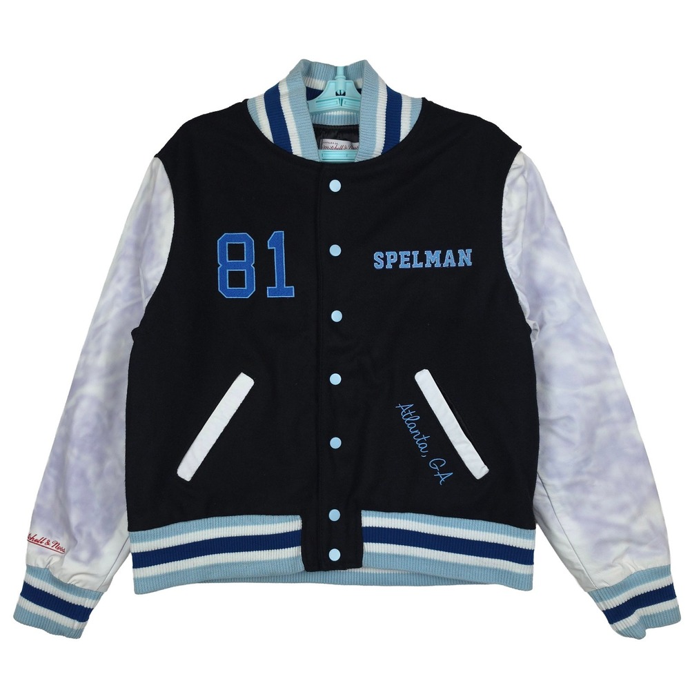 Spelman Jaguars Mitchell & Ness HBCU Large Letterman Jacket Black New **DEFECT**